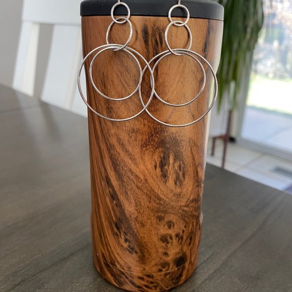 Silpada Sterling Silver Double Circle Dangle Earrings - Picture 2 of 3